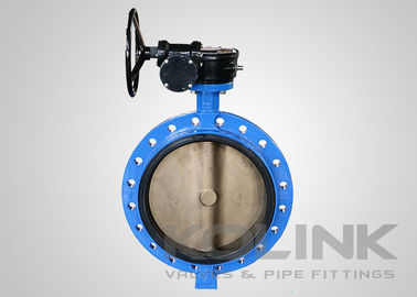 Large Rubber Lined Ductile Iron Butterfly Valve Concentric Gear Operation