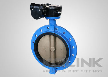 Large Rubber Lined Ductile Iron Butterfly Valve Concentric Gear Operation